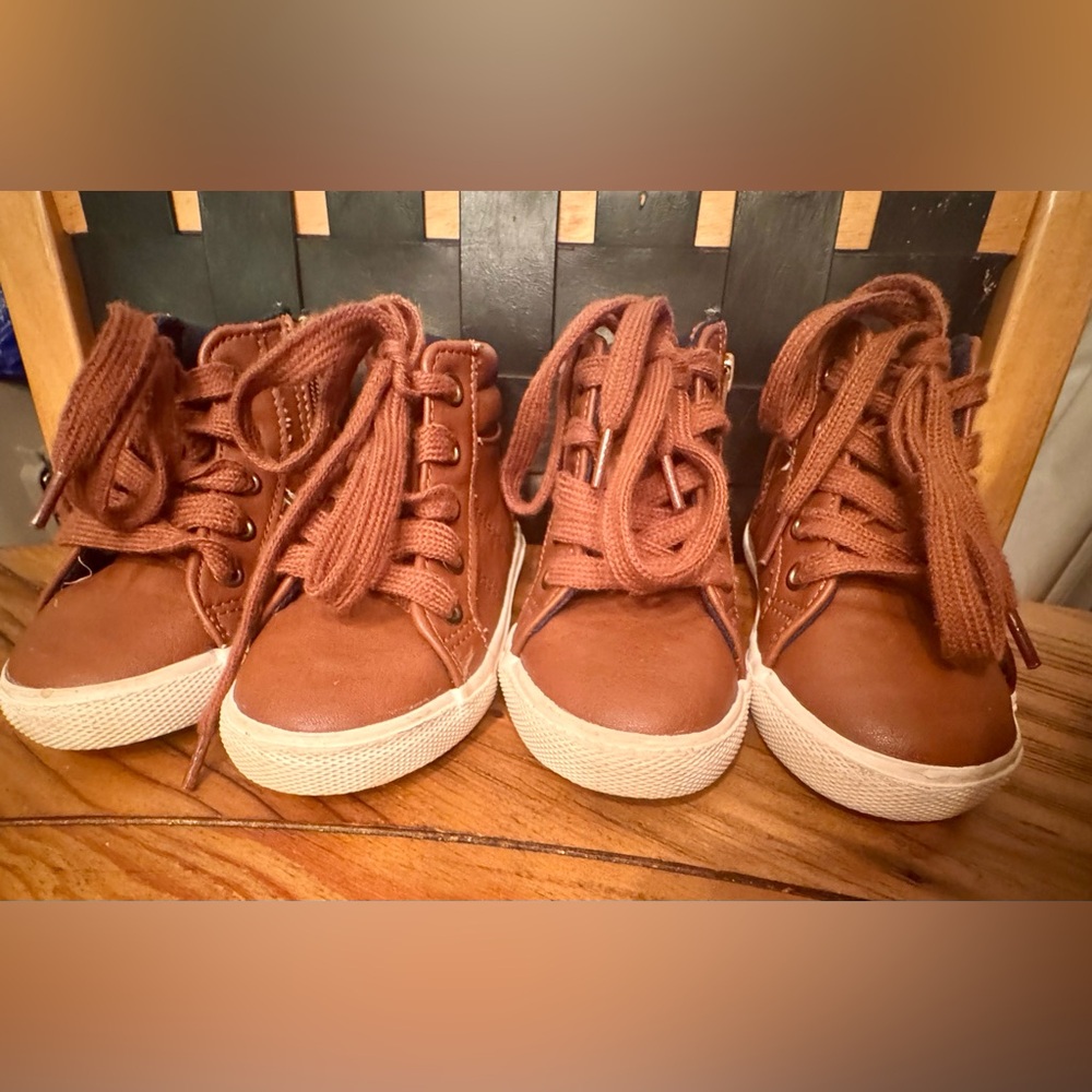 Cat & Jack Size 6 Toddler Brown High-Top Zip Sneaker Shoes